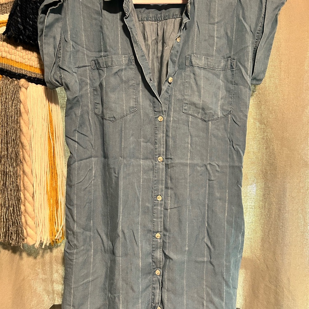 Thread & Supply Blue Button Down Shirt Dress